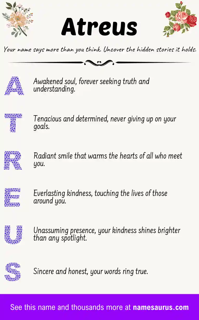 Acrostic poem about Atreus.