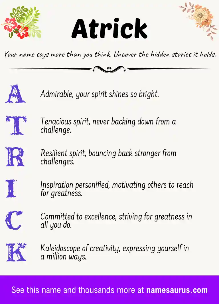 Acrostic poem about Atrick.