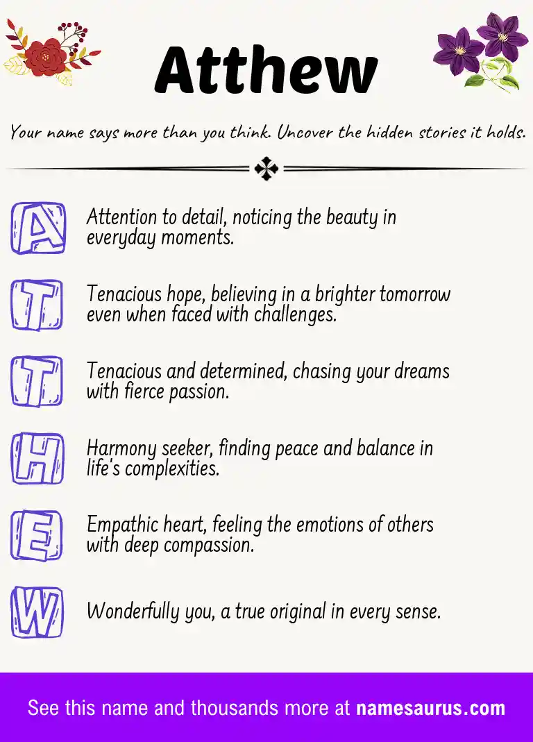 Acrostic poem about Atthew.