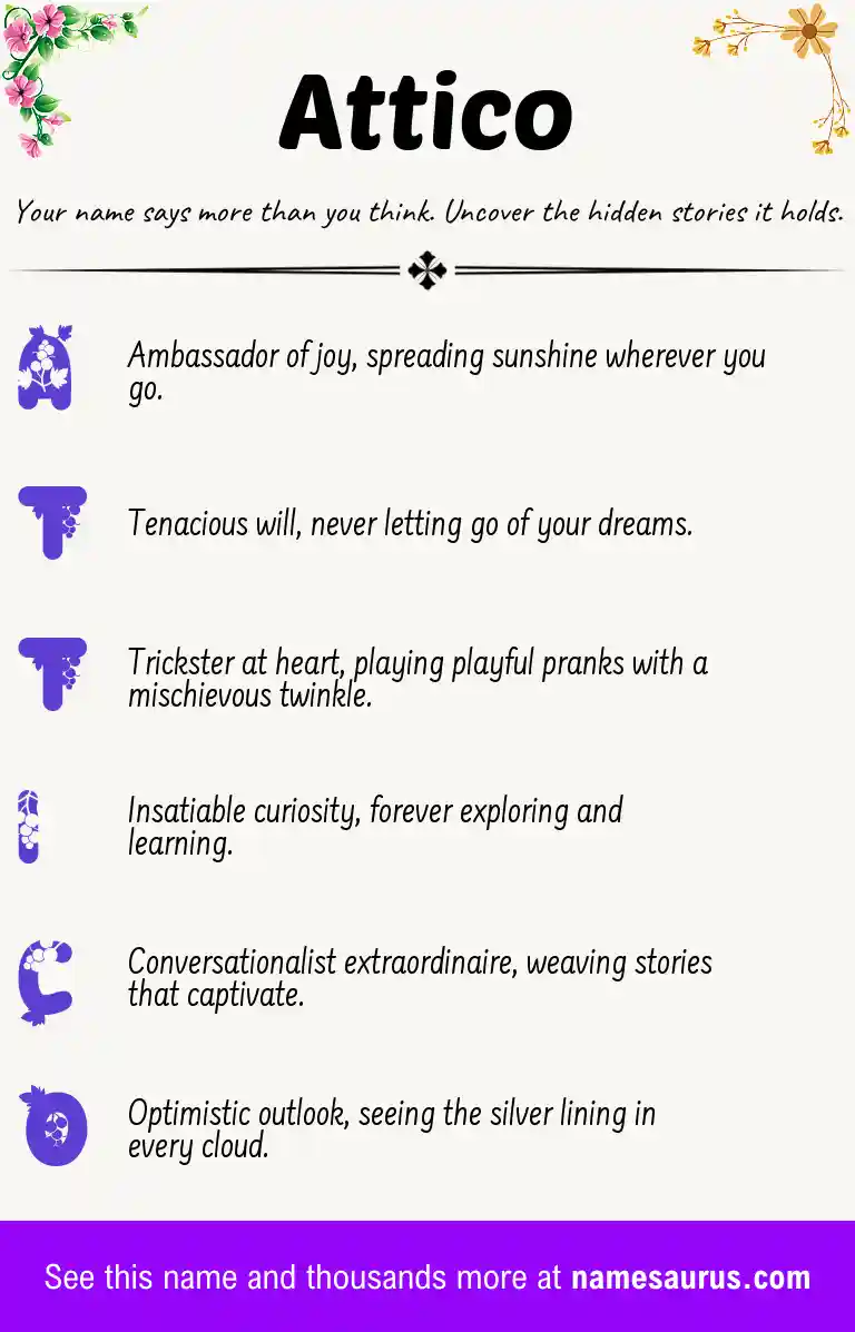 Acrostic poem about Attico.