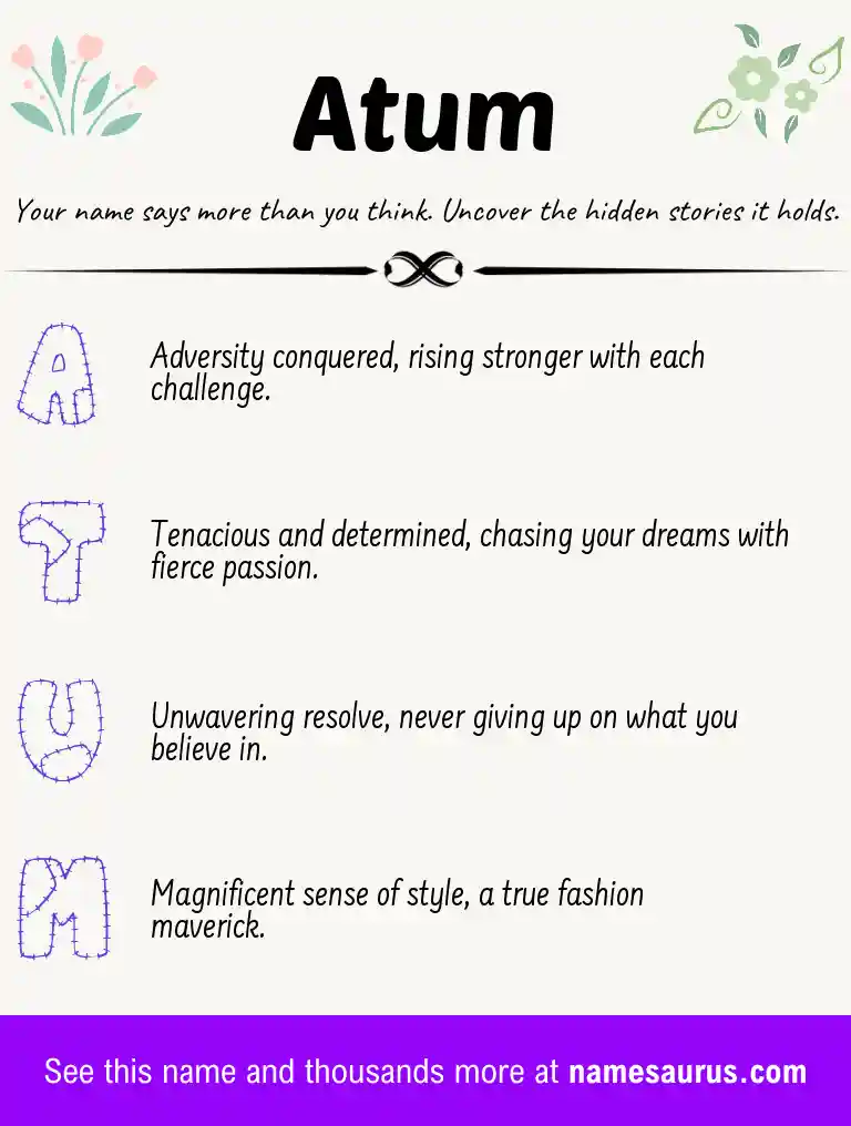 Acrostic poem about Atum.
