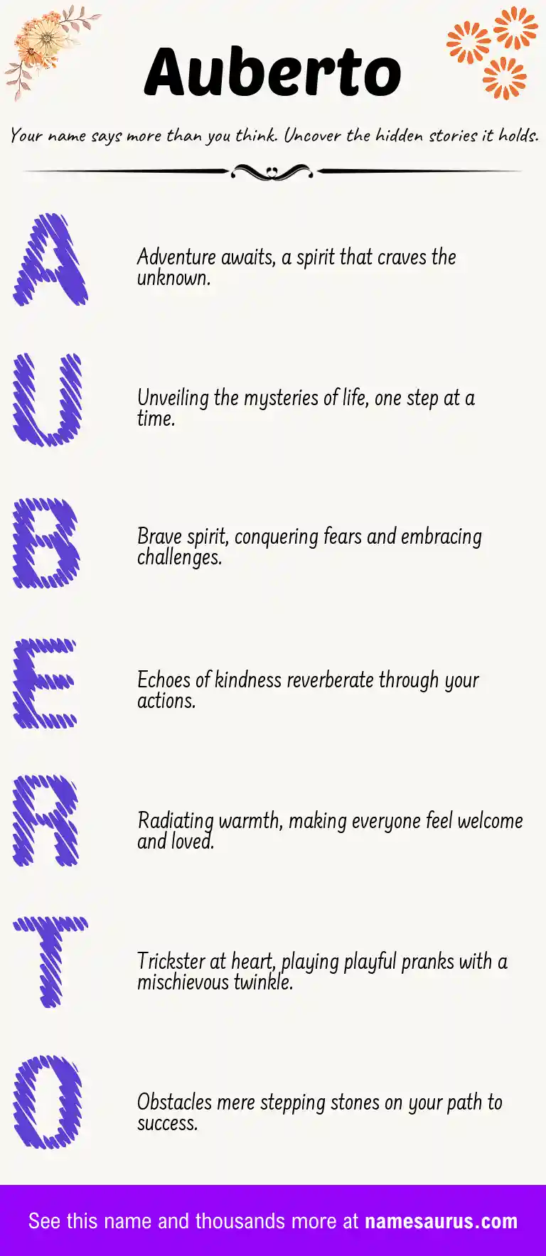 Acrostic poem about Auberto.