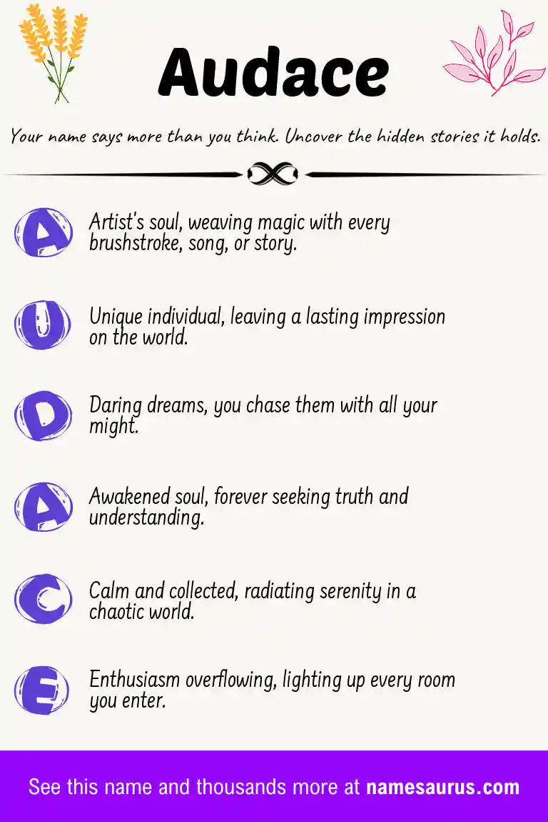 Acrostic poem about Audace.