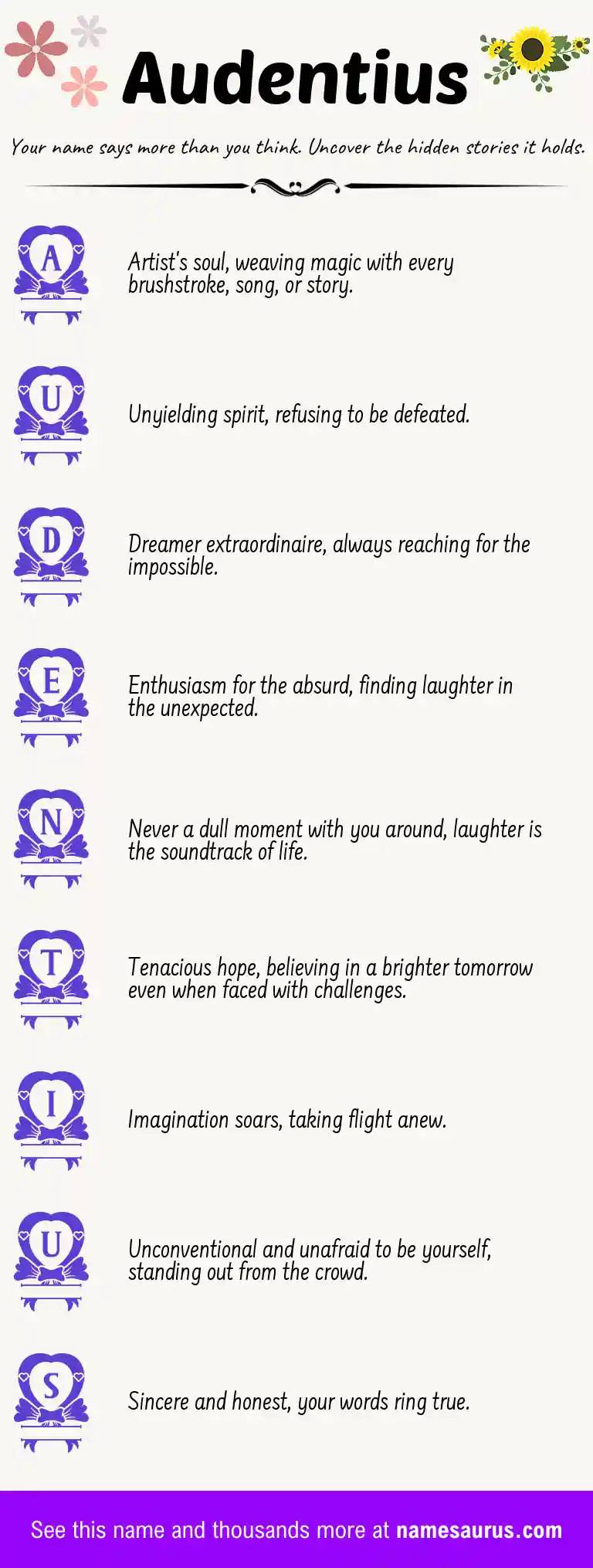 Acrostic poem about Audentius.