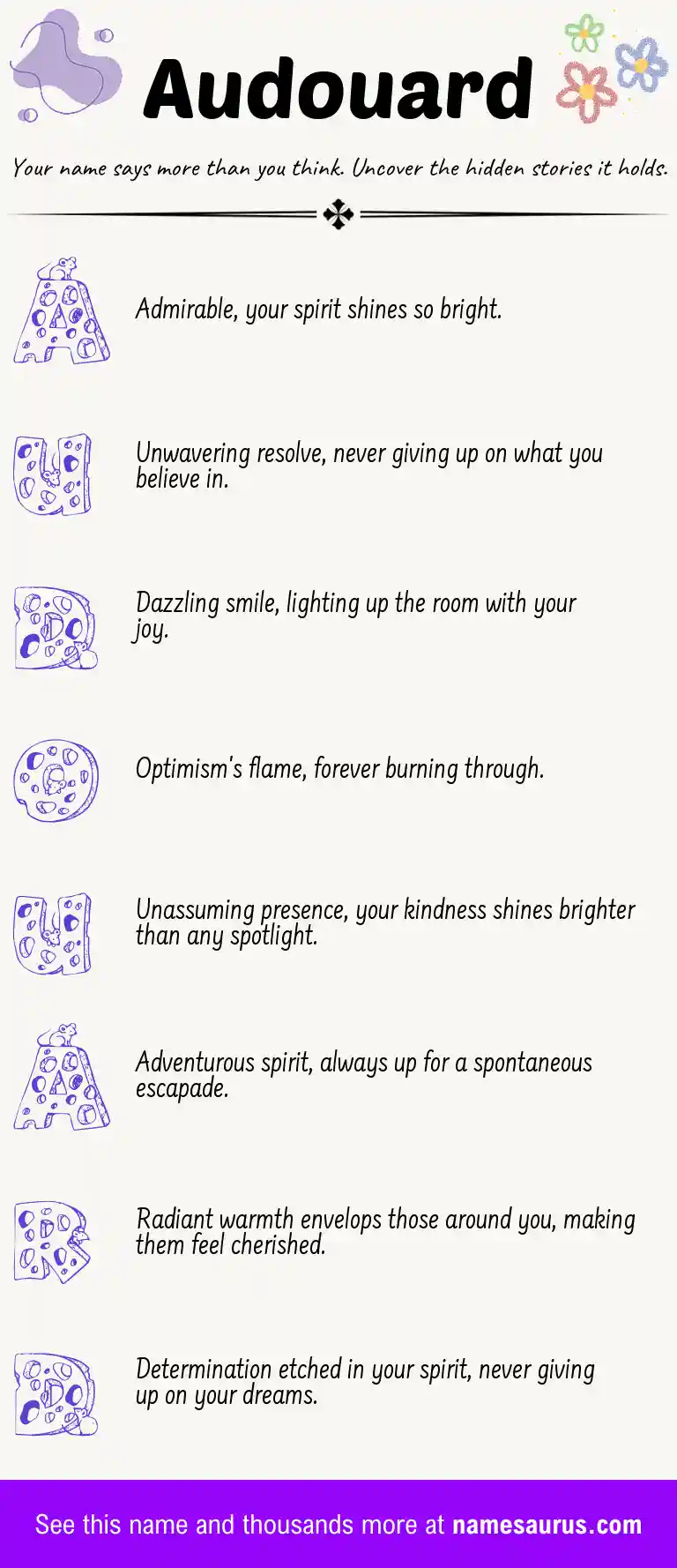 Acrostic poem about Audouard.
