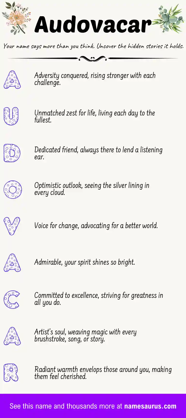 Acrostic poem about Audovacar.