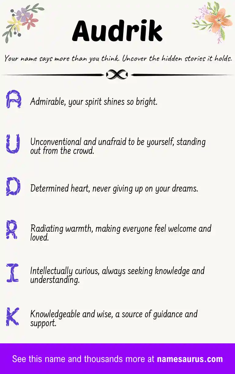 Acrostic poem about Audrik.