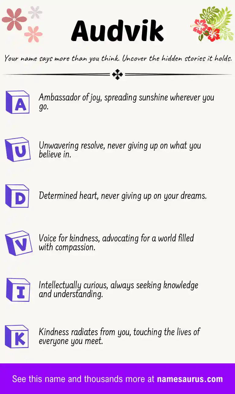 Acrostic poem about Audvik.