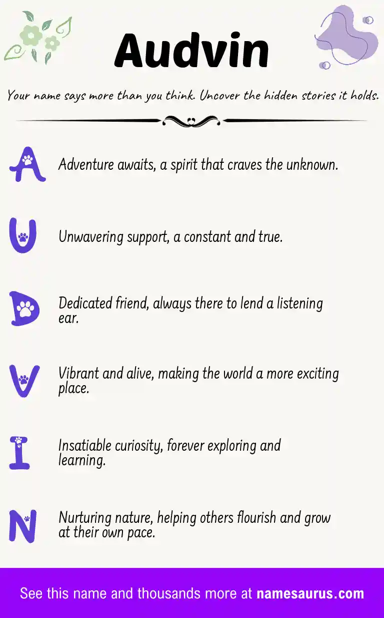 Acrostic poem about Audvin.