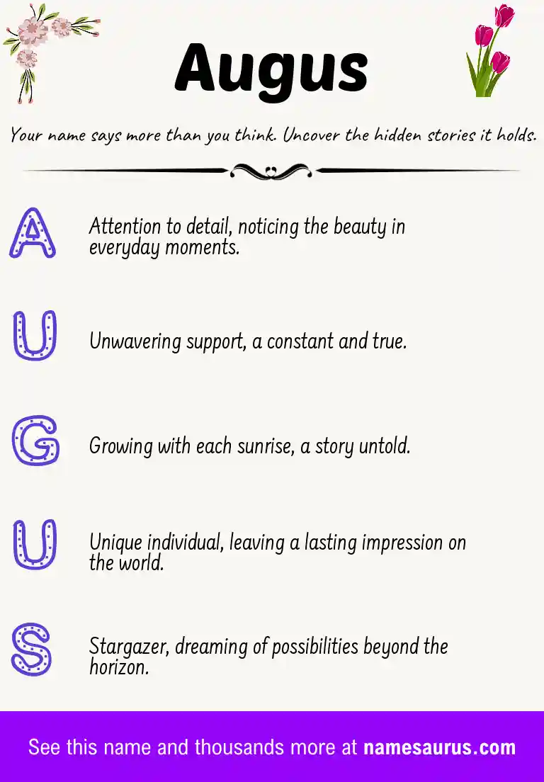 Acrostic poem about Augus.