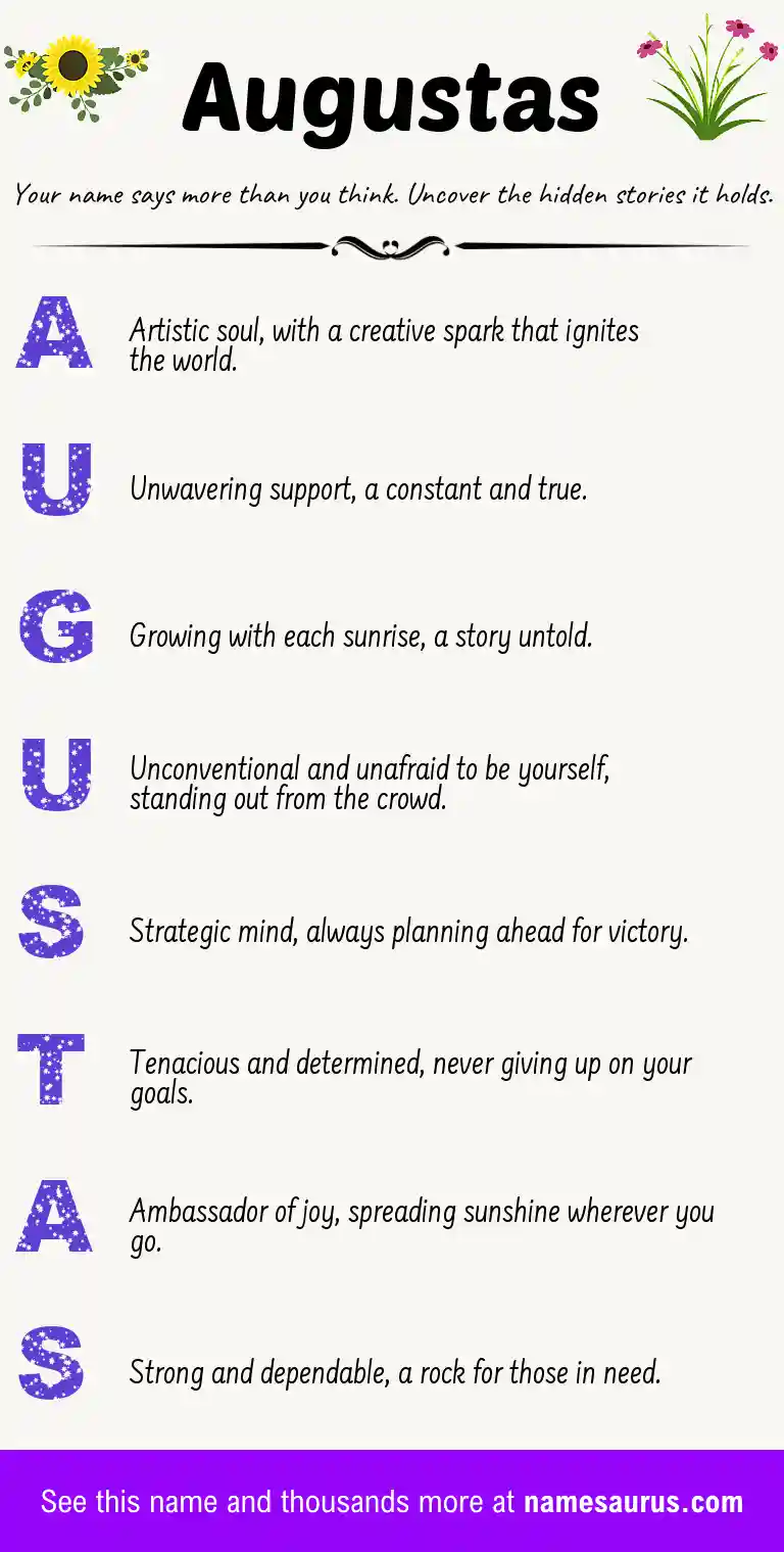 Acrostic poem about Augustas.