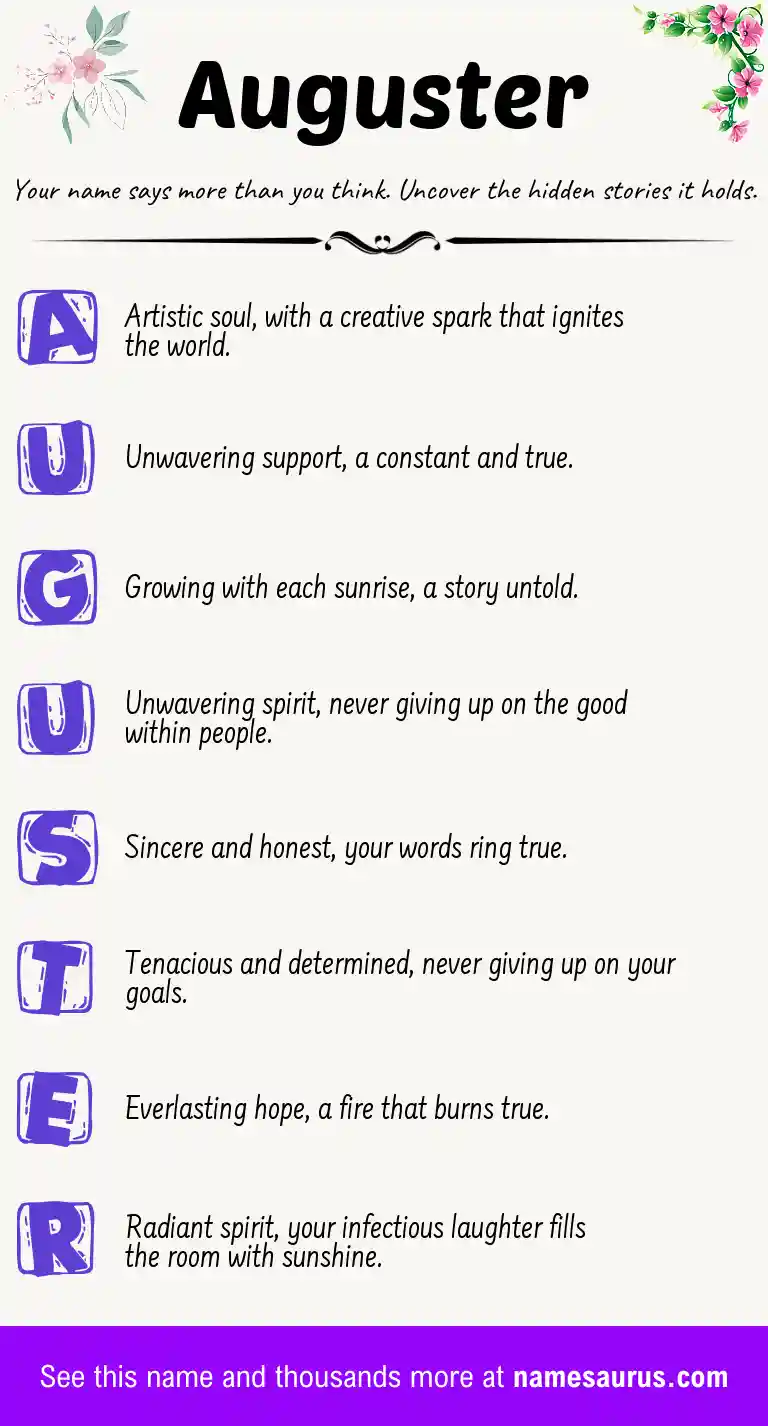 Acrostic poem about Auguster.