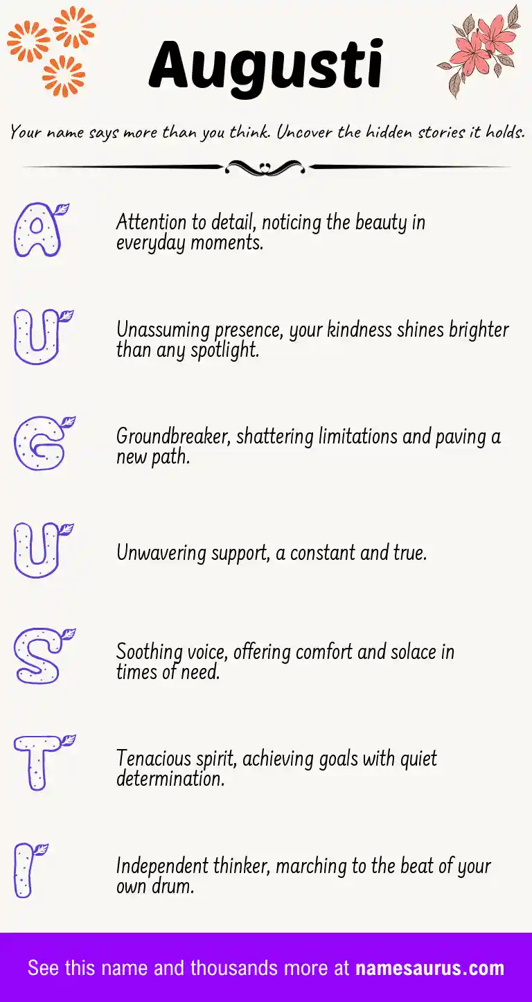 Acrostic poem about Augusti.