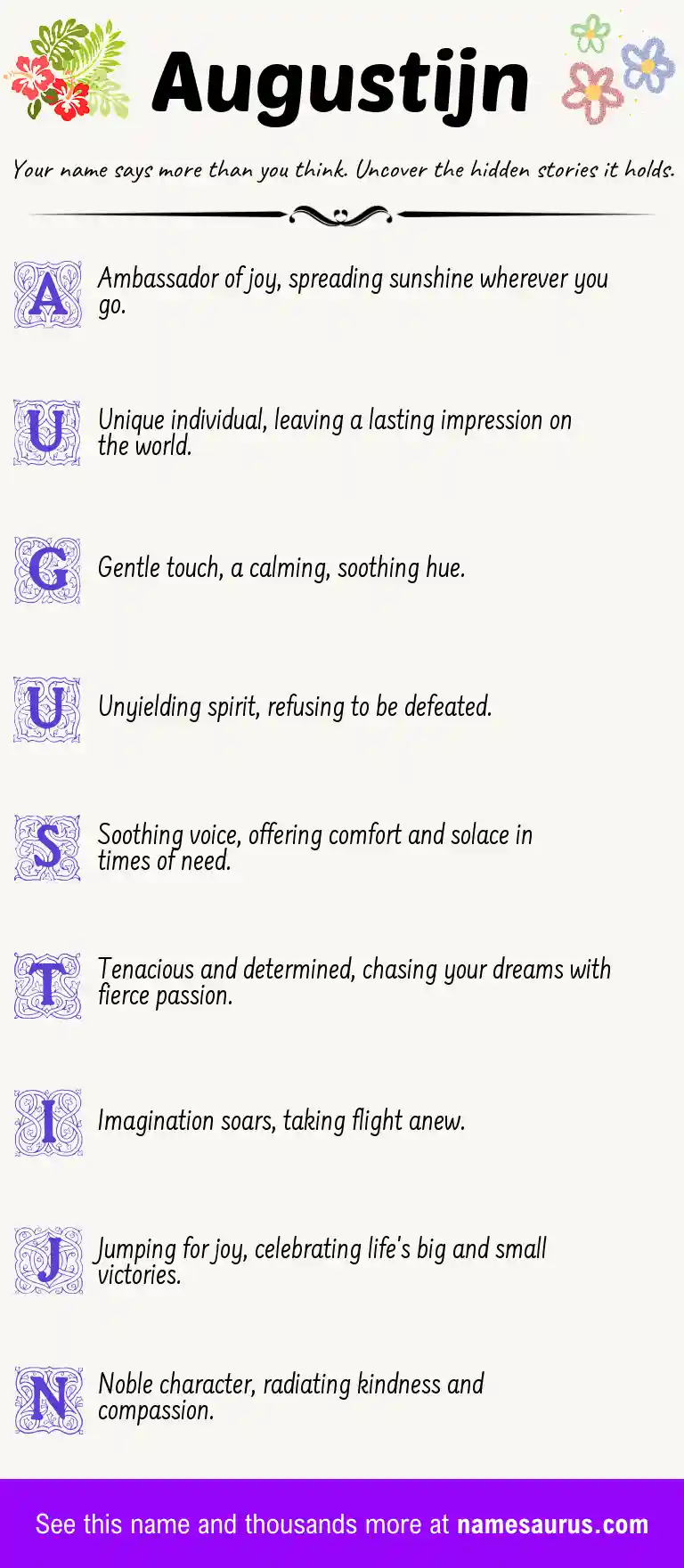 Acrostic poem about Augustijn.