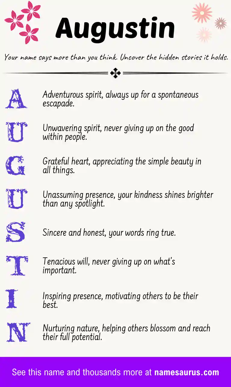 Acrostic poem about Augustin.