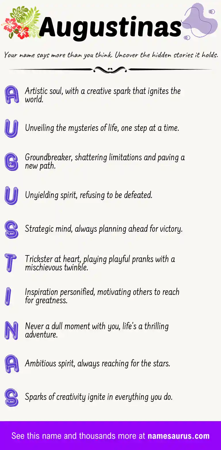 Acrostic poem about Augustinas.