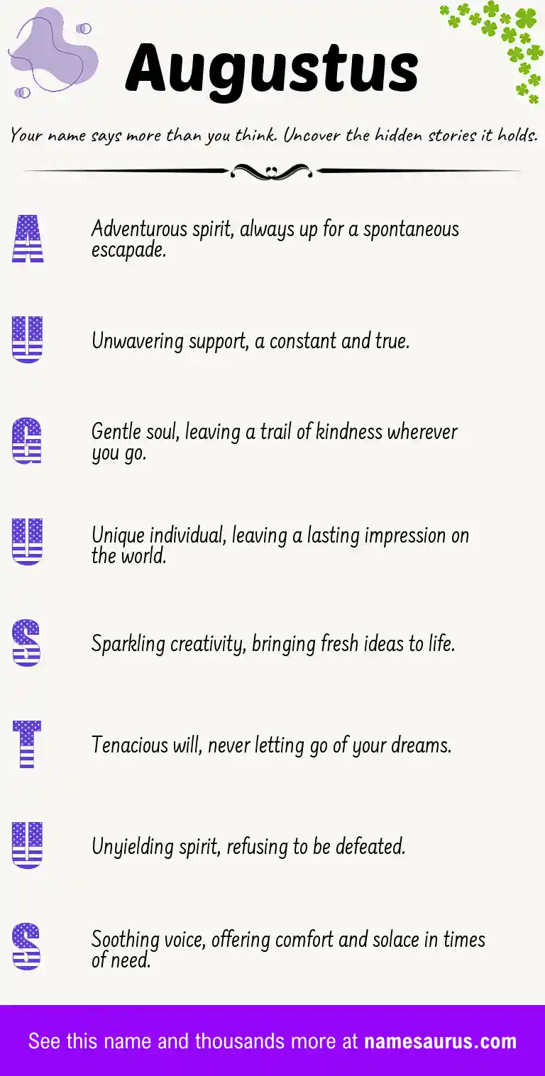 Acrostic poem about Augustus.