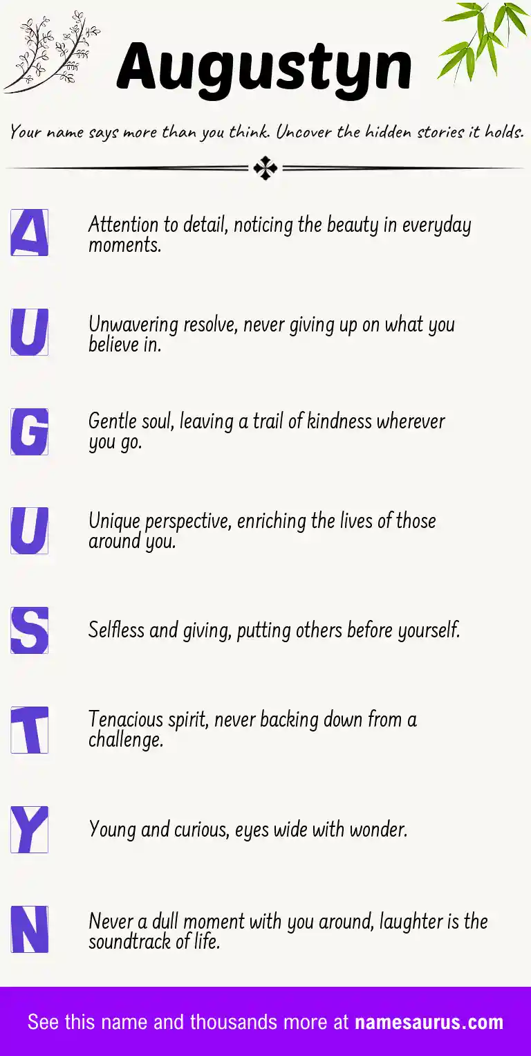 Acrostic poem about Augustyn.
