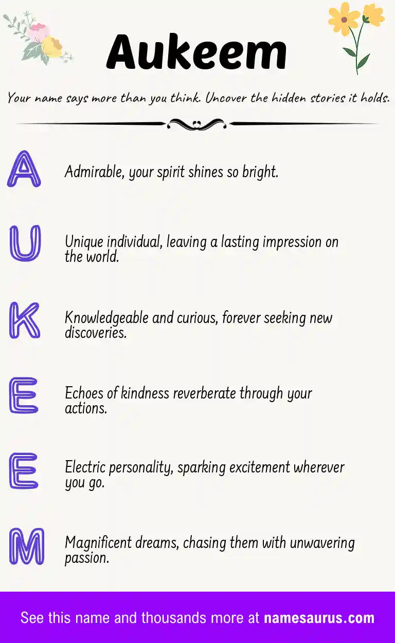 Acrostic poem about Aukeem.