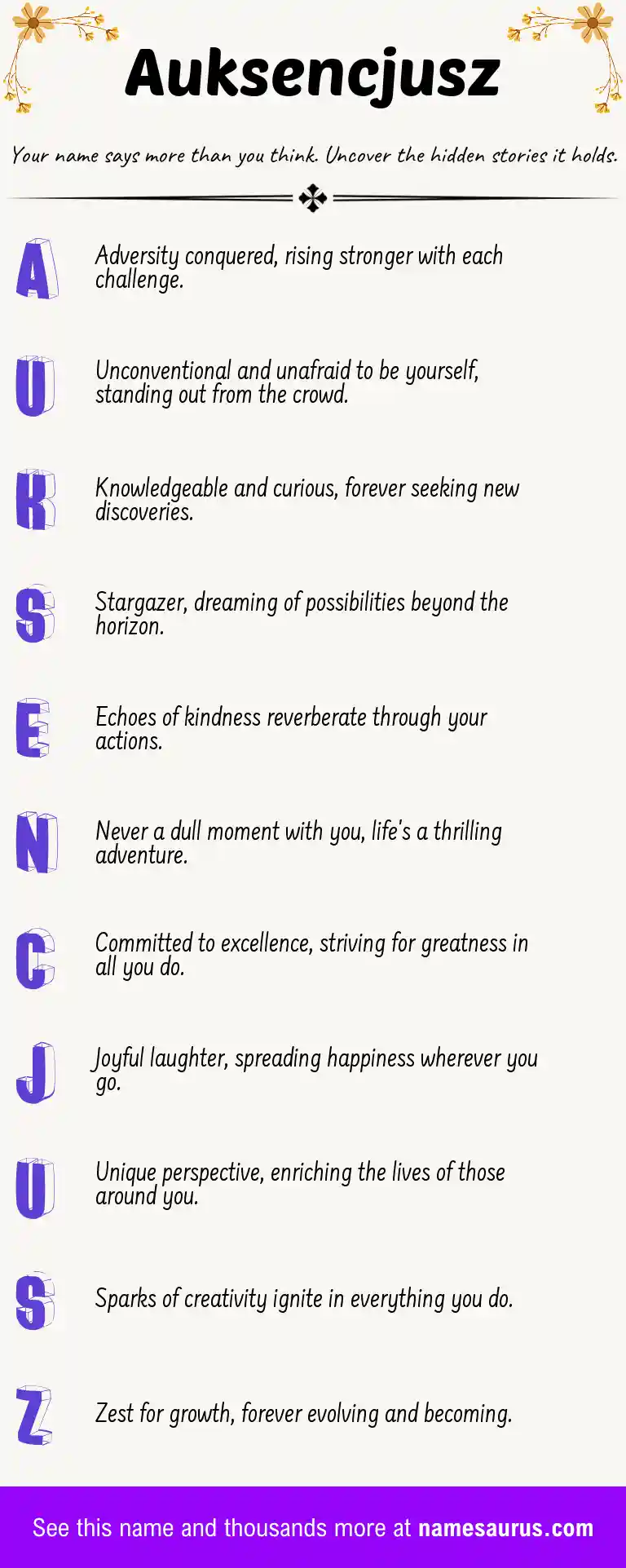 Acrostic poem about Auksencjusz.