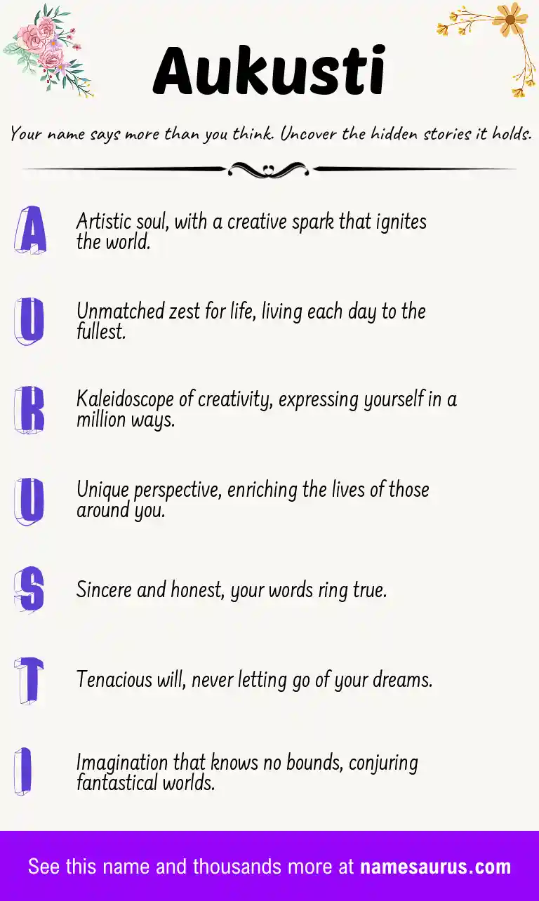 Acrostic poem about Aukusti.