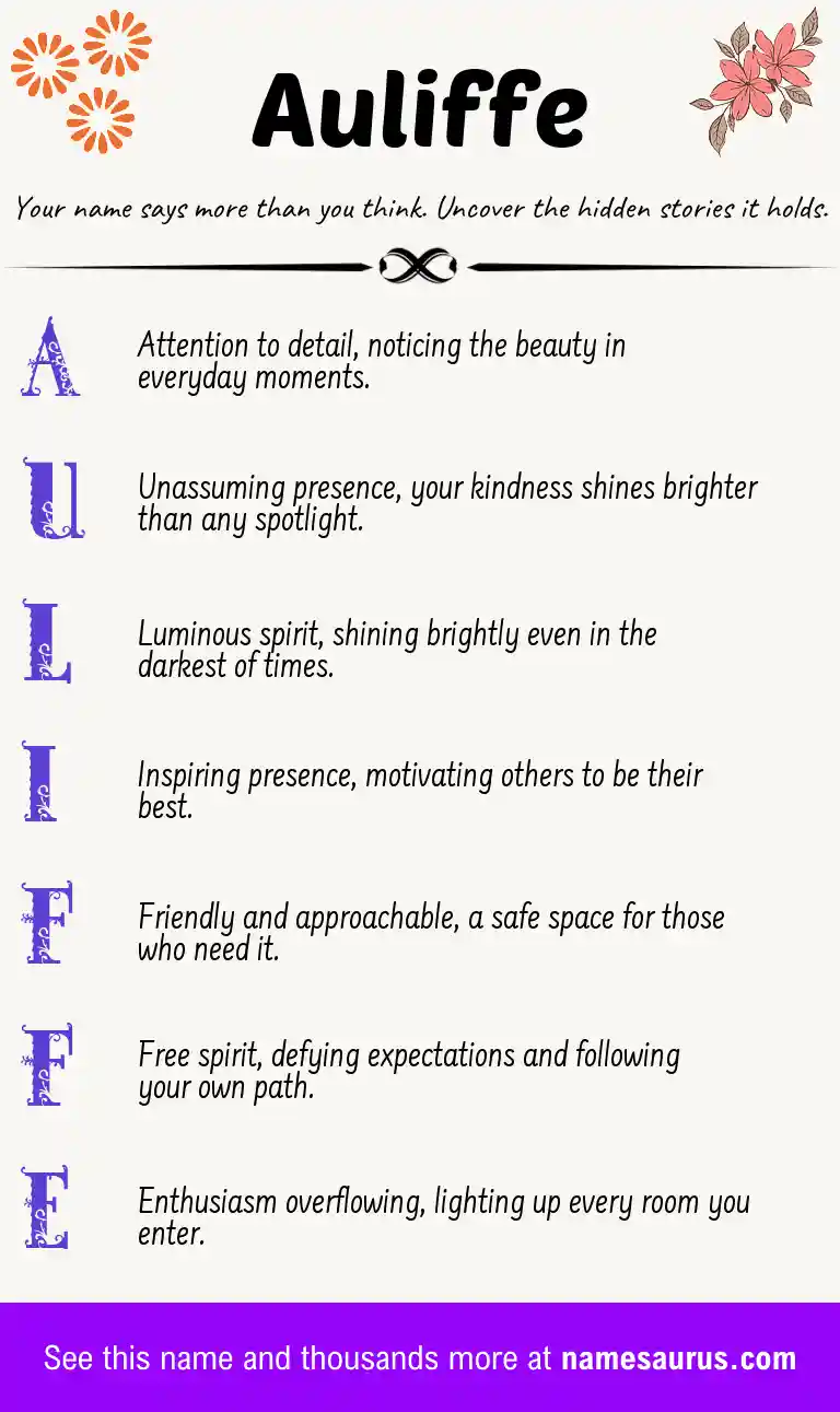 Acrostic poem about Auliffe.
