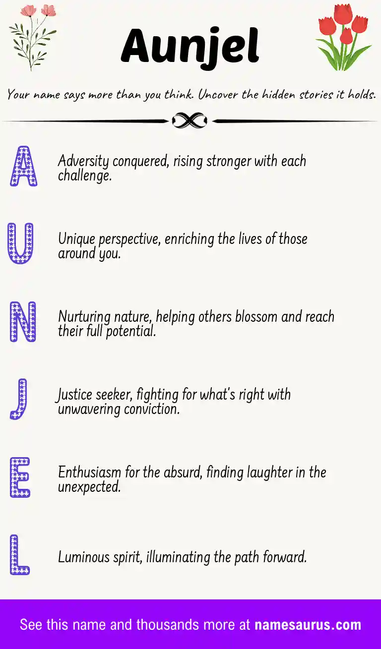 Acrostic poem about Aunjel.
