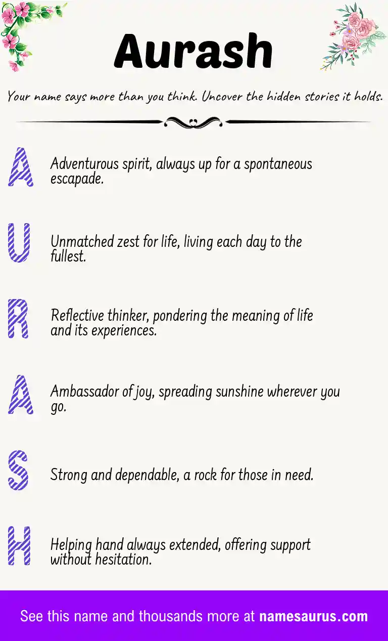 Acrostic poem about Aurash.