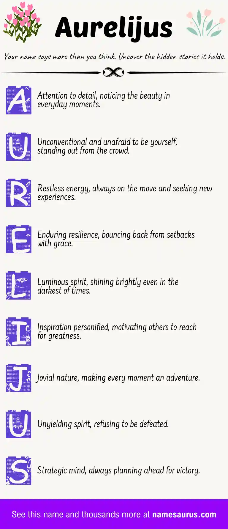 Acrostic poem about Aurelijus.