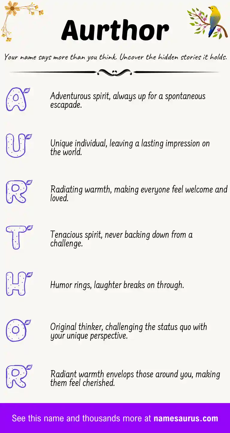 Acrostic poem about Aurthor.
