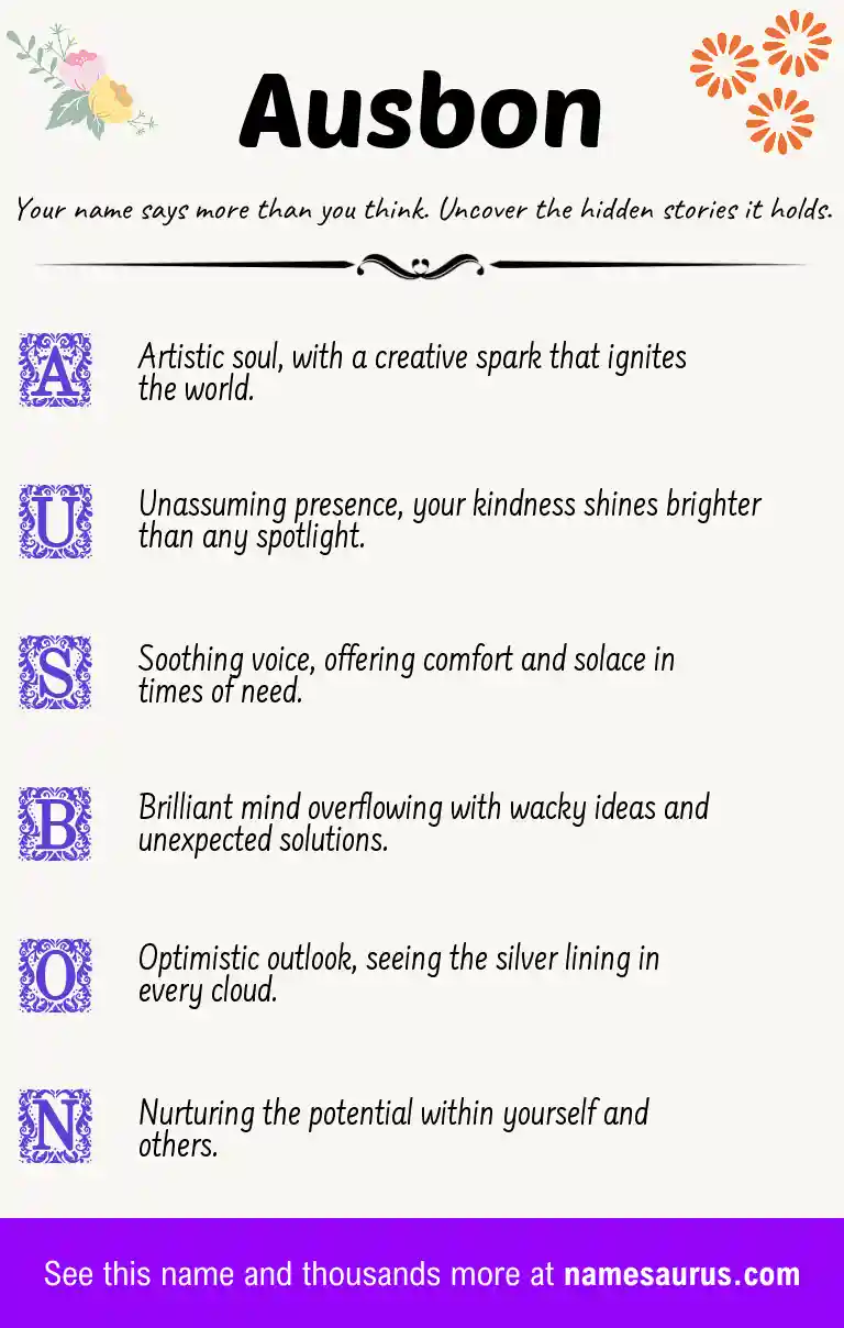 Acrostic poem about Ausbon.