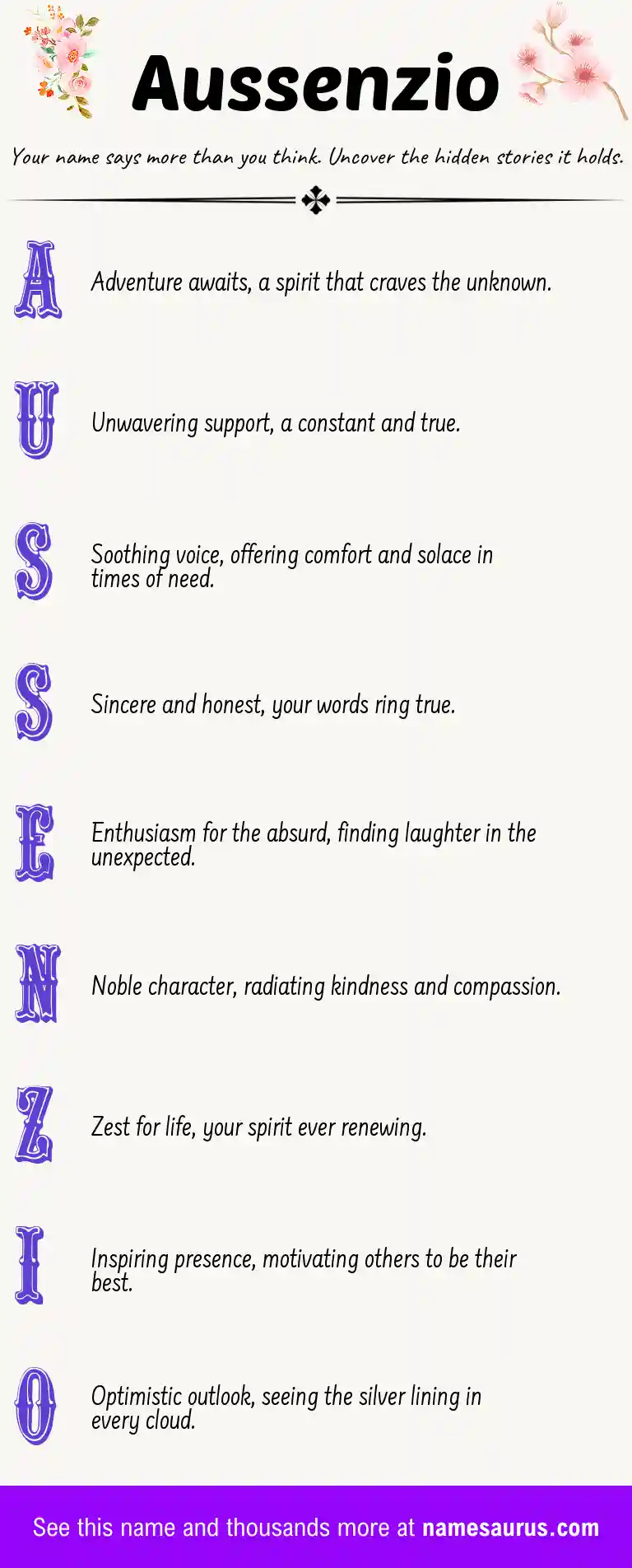 Acrostic poem about Aussenzio.