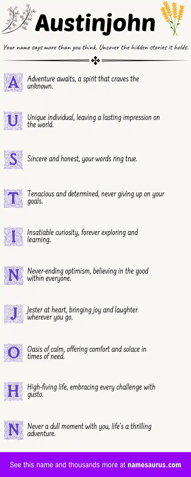 Acrostic poem about Austinjohn.