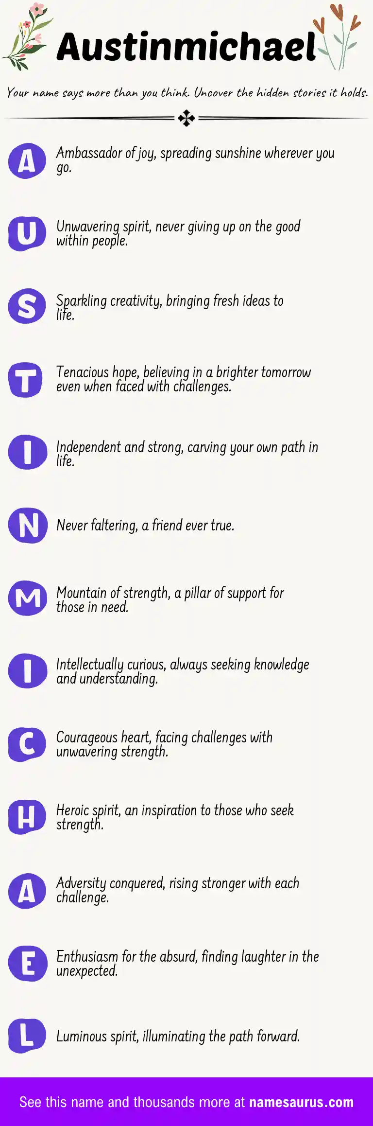 Acrostic poem about Austinmichael.