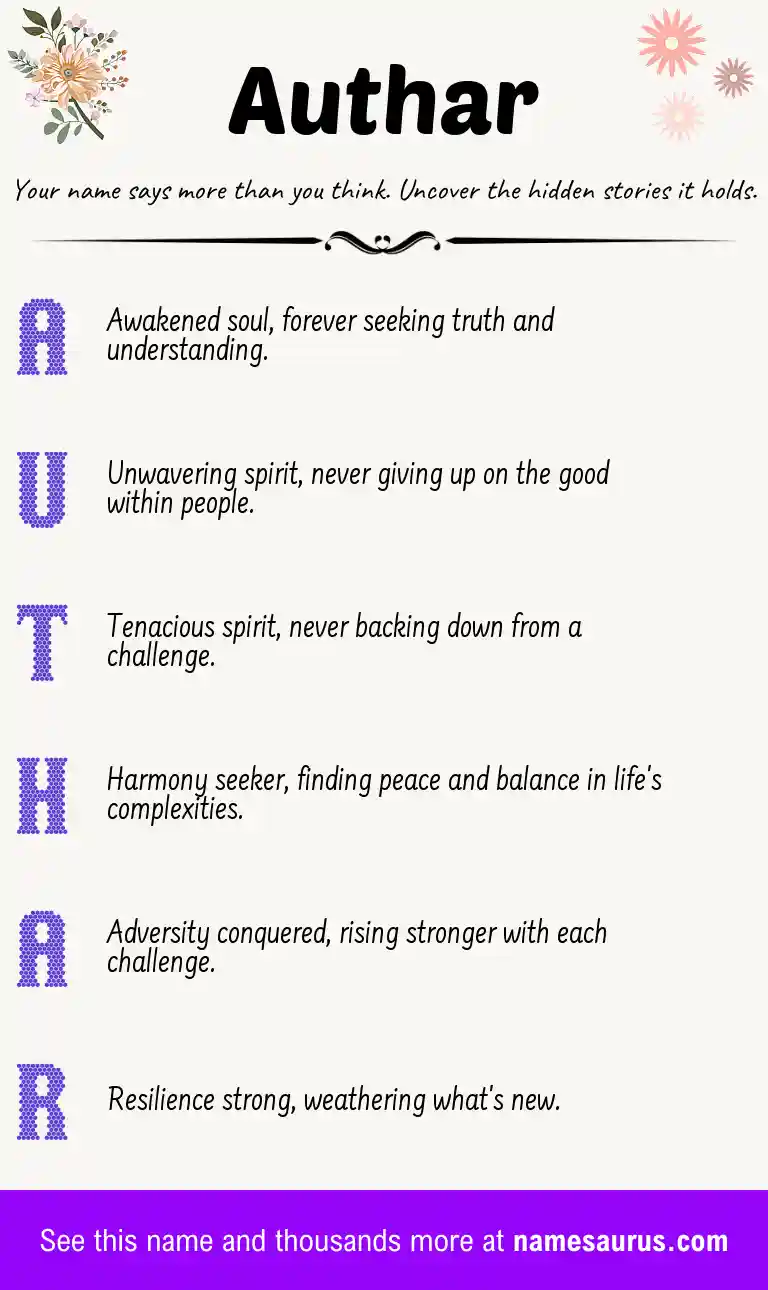 Acrostic poem about Authar.