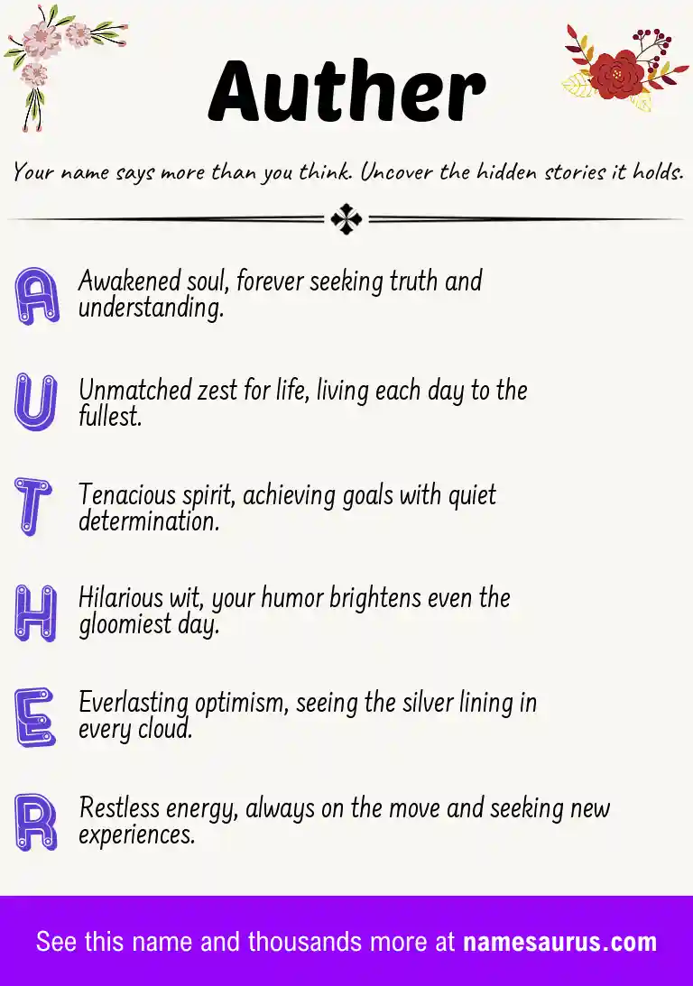 Acrostic poem about Auther.