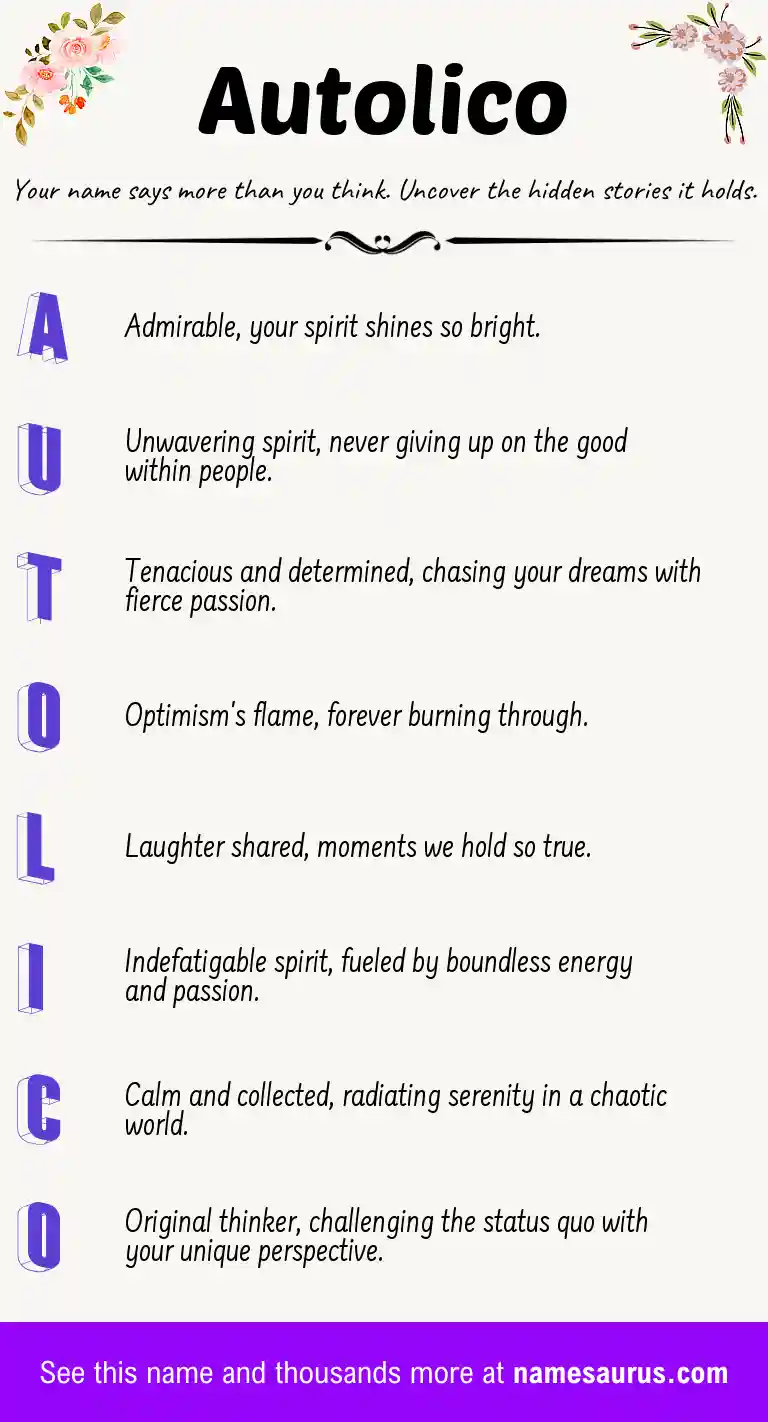 Acrostic poem about Autolico.