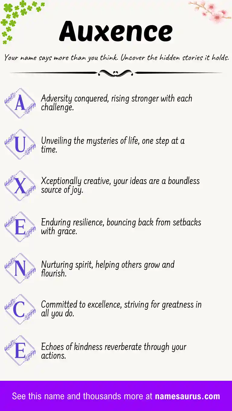 Acrostic poem about Auxence.