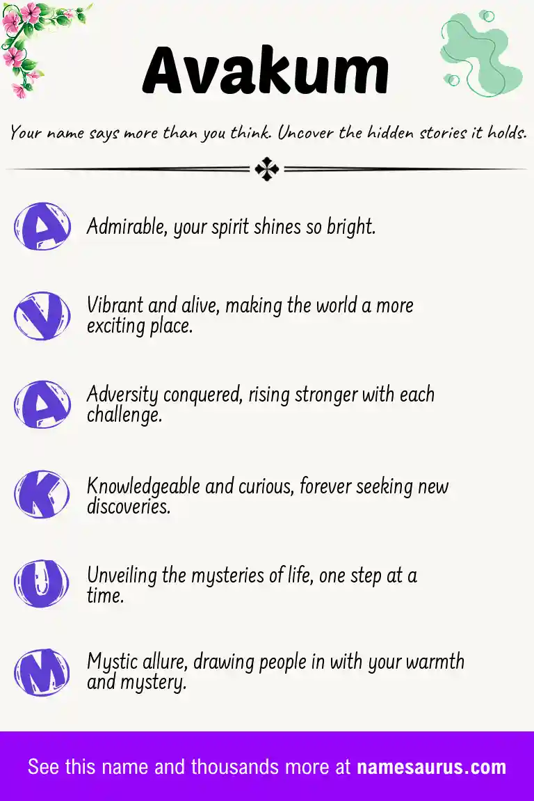 Acrostic poem about Avakum.
