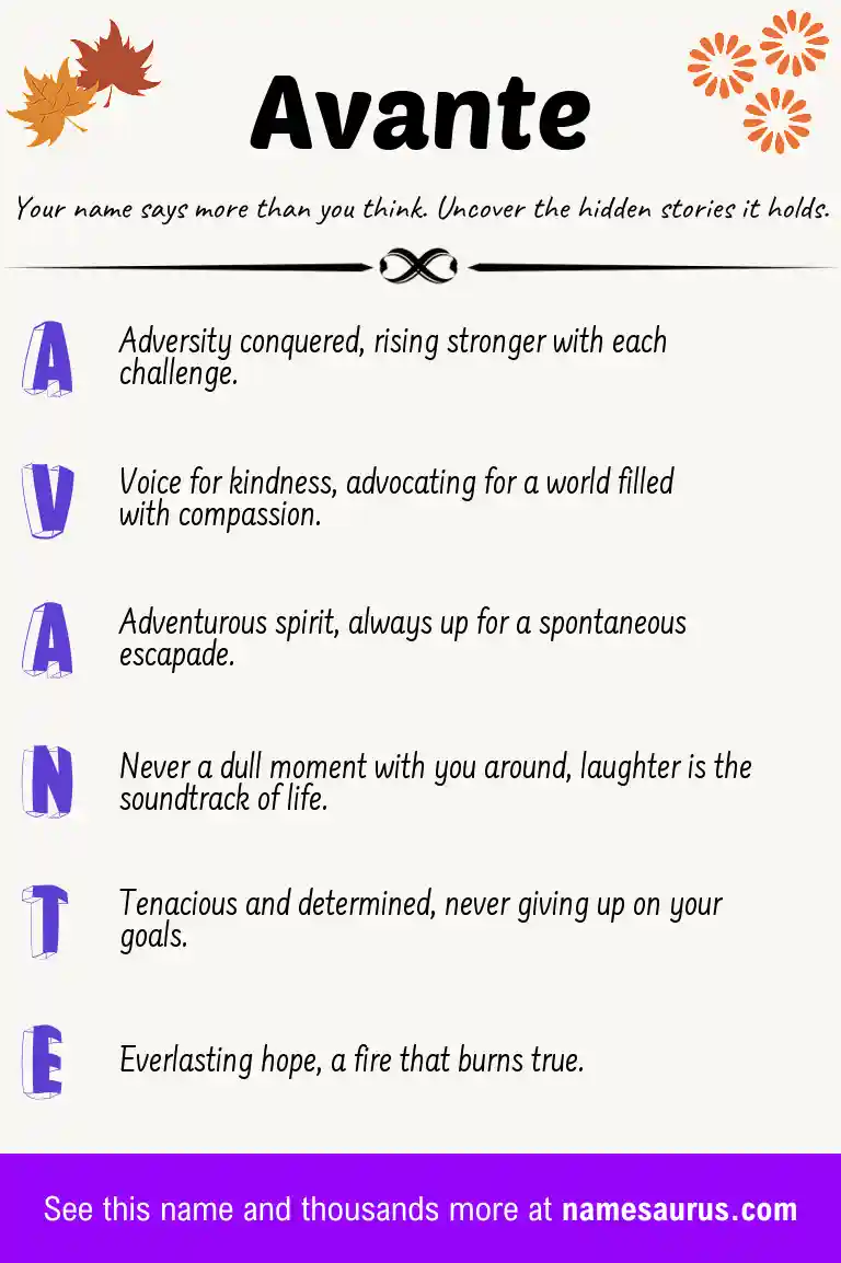 Acrostic poem about Avante.