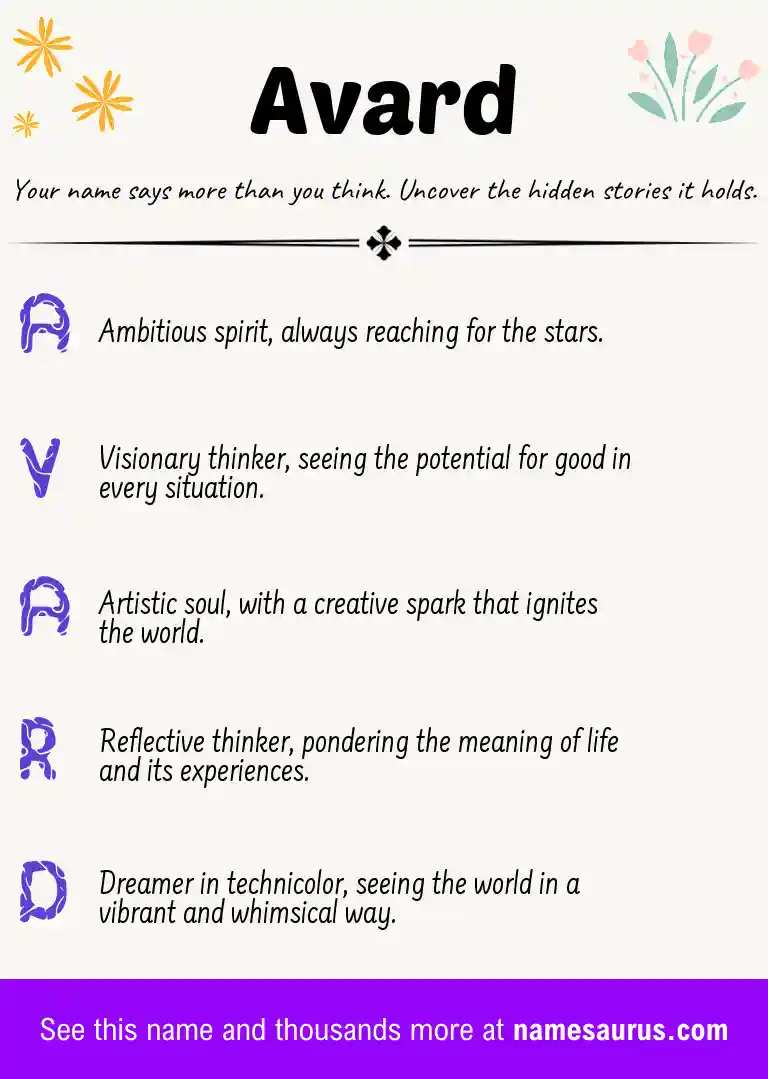 Acrostic poem about Avard.