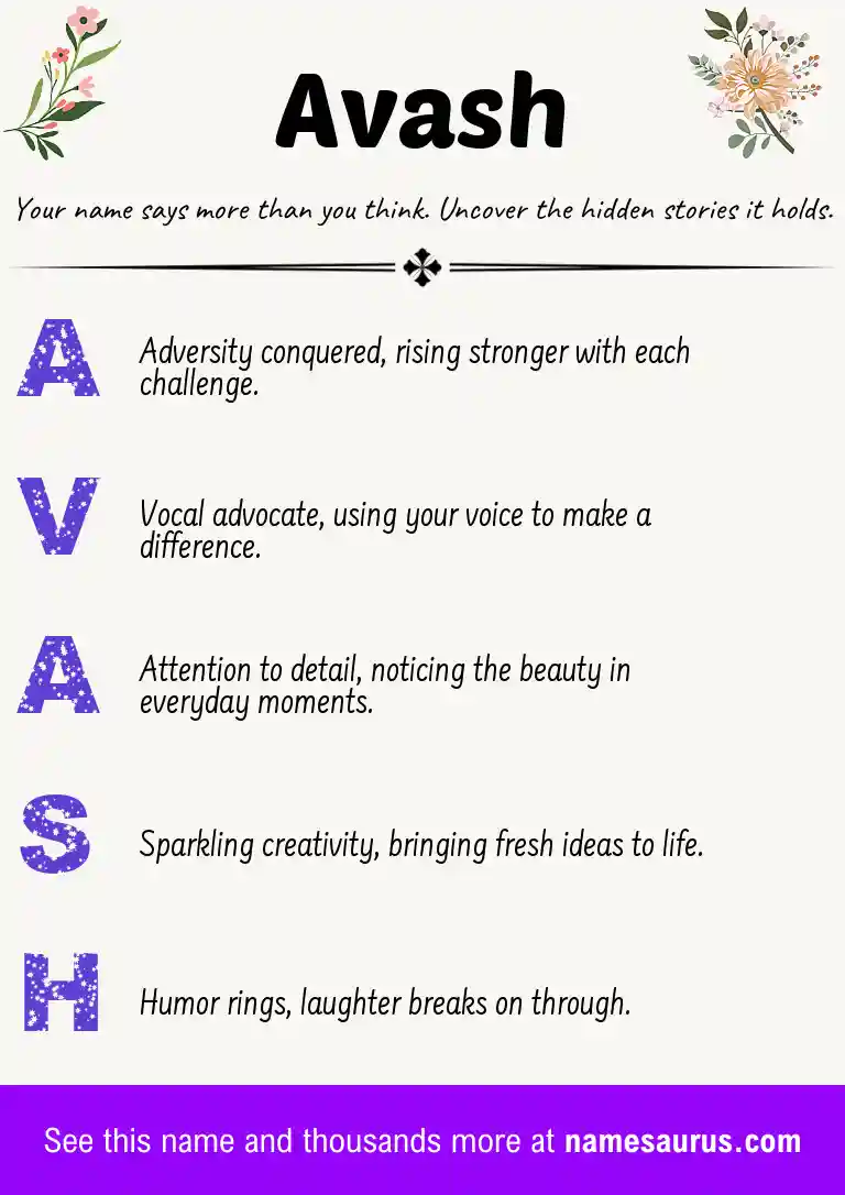Acrostic poem about Avash.