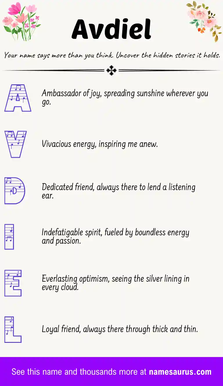 Acrostic poem about Avdiel.