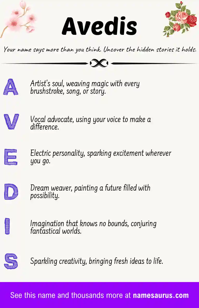 Acrostic poem about Avedis.