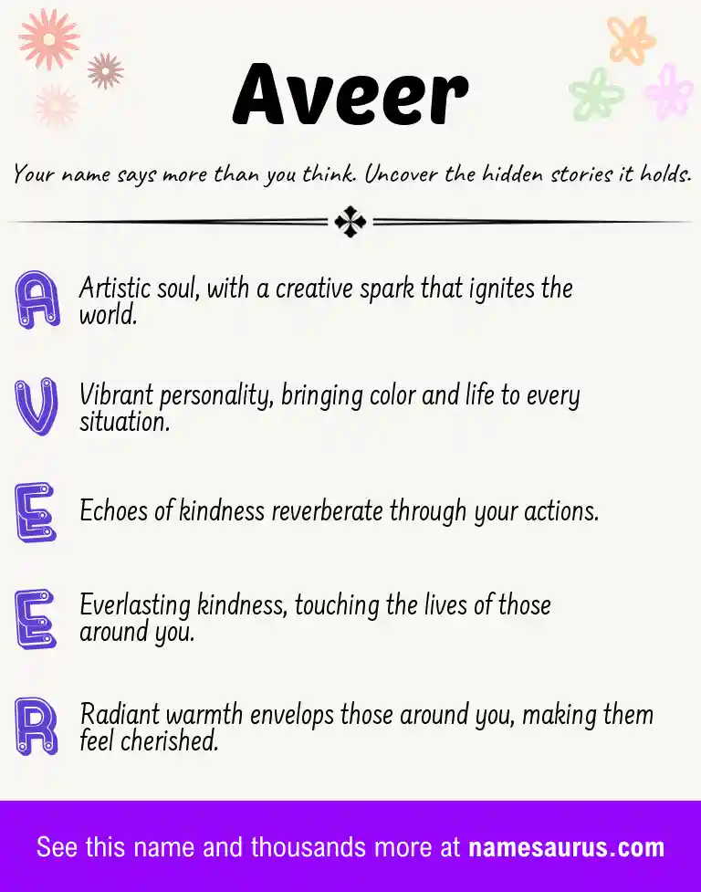 Acrostic poem about Aveer.