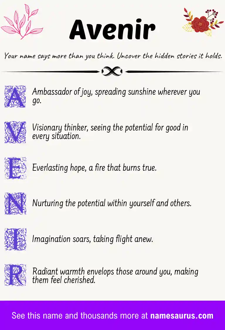 Acrostic poem about Avenir.