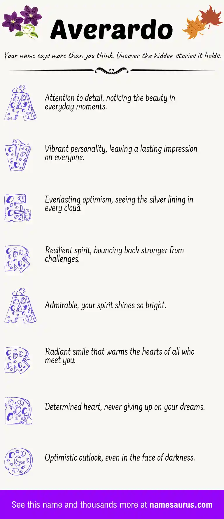 Acrostic poem about Averardo.