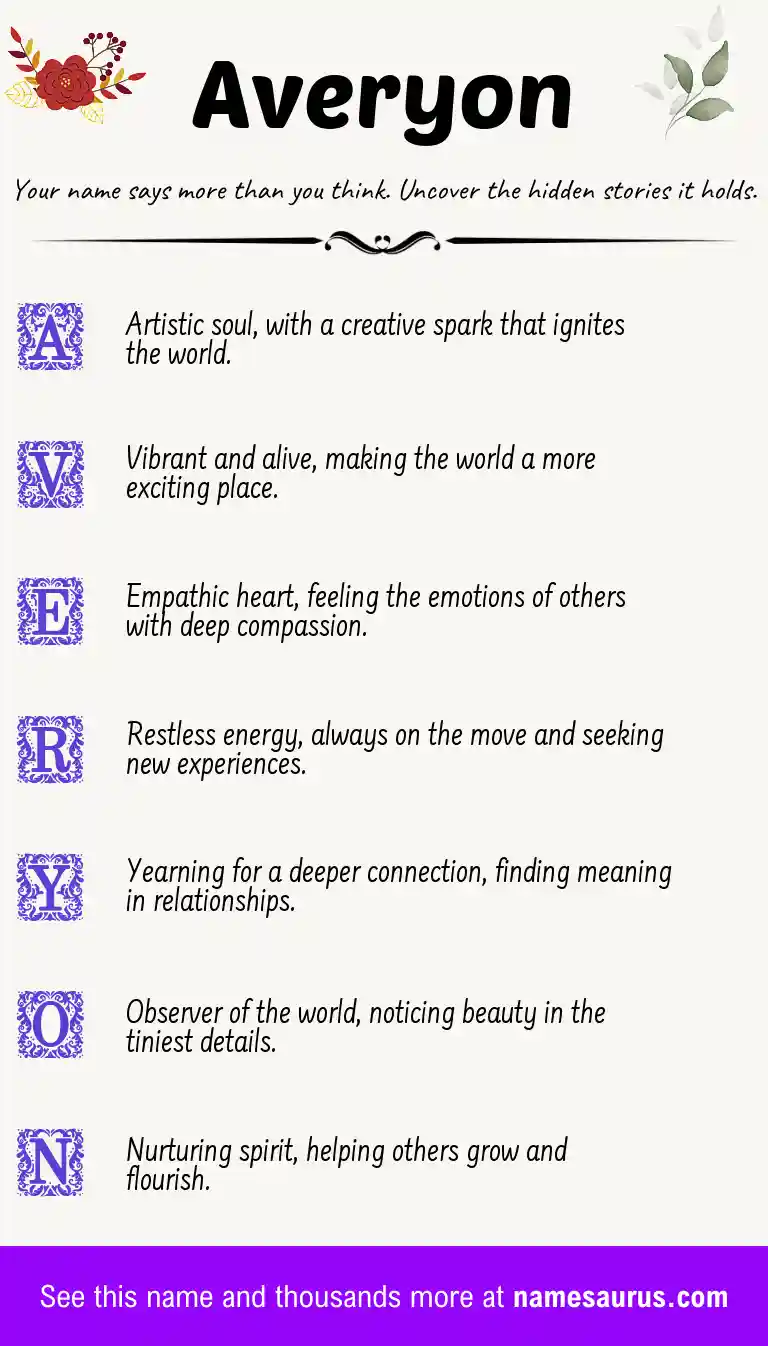 Acrostic poem about Averyon.