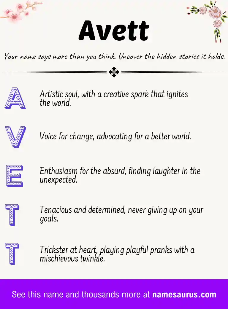 Acrostic poem about Avett.