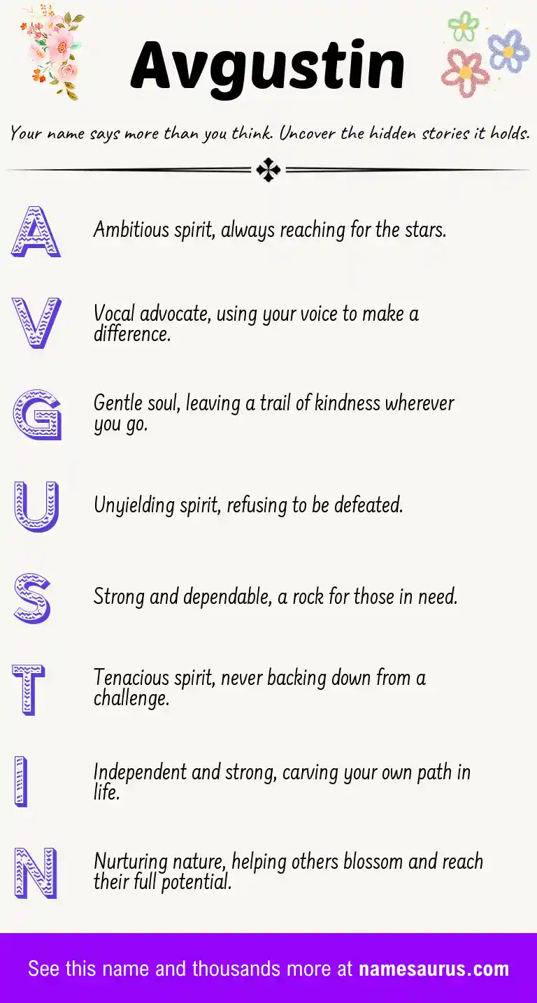 Acrostic poem about Avgustin.